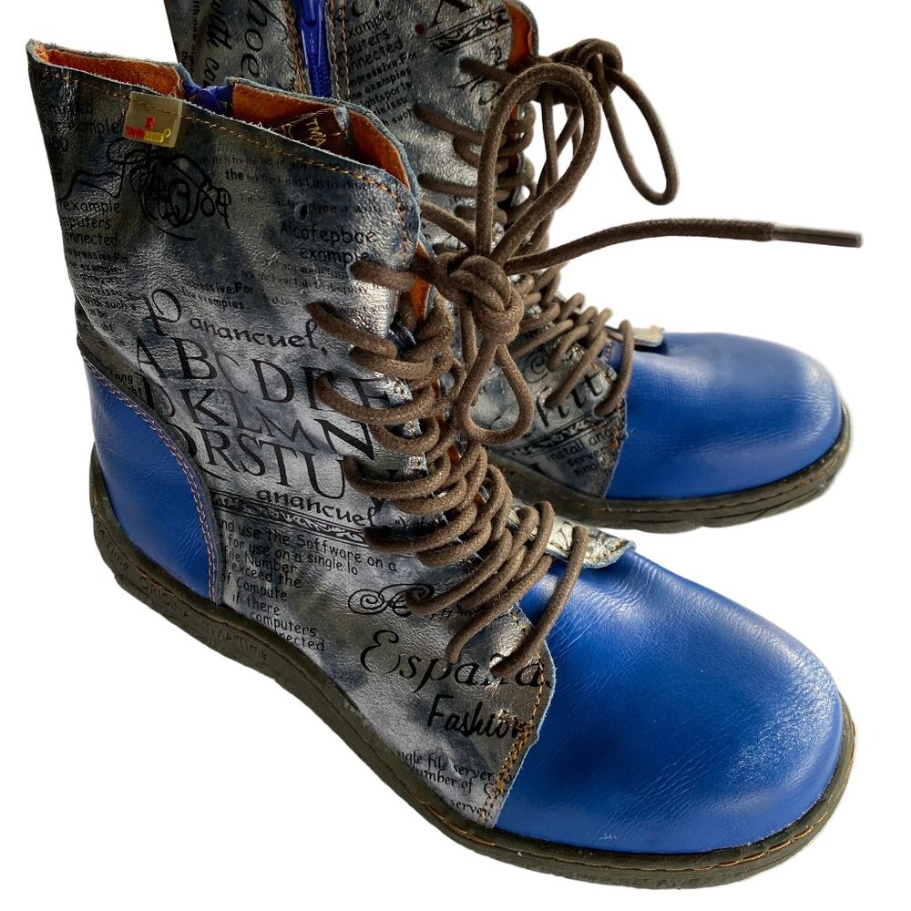 TMA Eyes women's patchwork blue boots 8.5/9